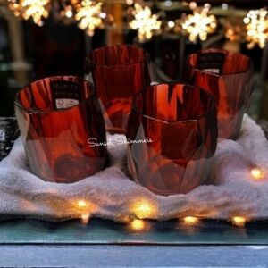 4pc RACHEL ZOE Red ACRYLIC CRYSTAL TUMBLER Drink GLASS SET Christmas Valentines